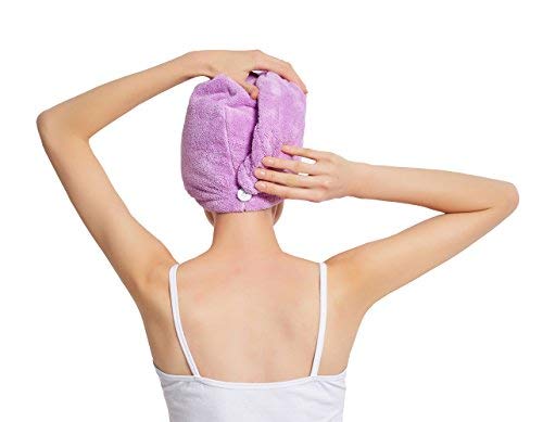 HOPESHINE Women's Soft Shower Hair Towel Twist Hair Turban Wrap Drying Cap Great Gift for Women (Blue+Purple+Grey 3-Pack)