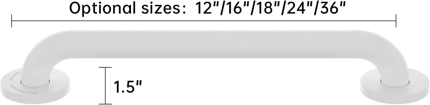 Joyrain 16-inch Bathroom Safety Grab Bar - 500lb Weight Capacity ADA Certified Anti-Slip Handle for Shower/Tub/Toilet, Elderly & Disabled Assist (White, 16 inch)