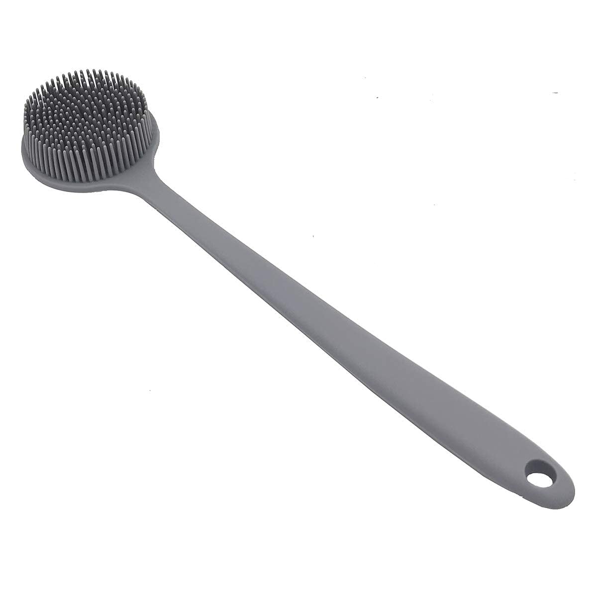 DNC Silicone Back Scrubber for Shower Bath Body Brush with Long Handle (Gray)
