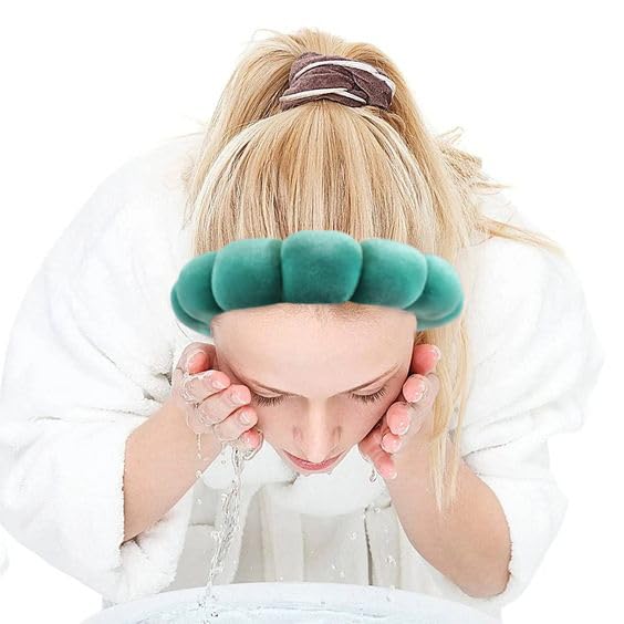 Ayesha Soft Velvet Headband for Women and Girls, Wrap Hairband for Washing Face, Shower, Makeup, Skincare, 1 Count (Pack of 1), Green