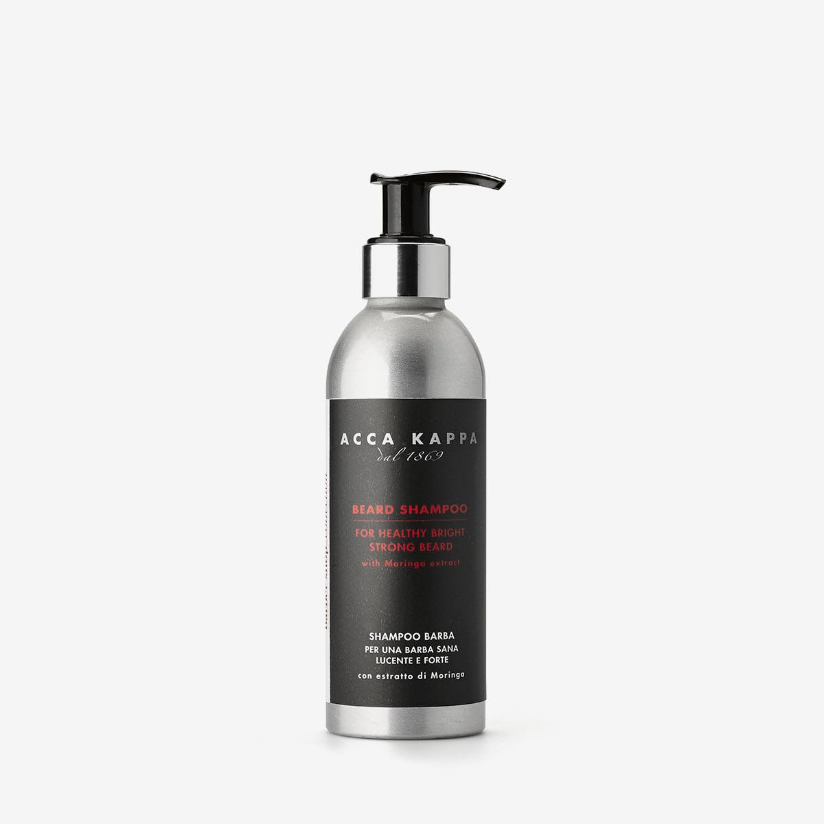 Acca Kappa Barber Shop Collection Beard Shampoo – Purifying Daily Cleanser with Moringa and Argan Oil