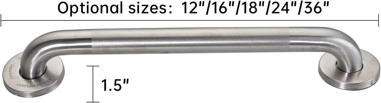 Joyrain 16-inch Bathroom Safety Grab Bar - 500lb Weight Capacity ADA Certified Anti-Slip Handle for Shower/Tub/Toilet, Elderly & Disabled Assist (Peened, 16 inch)