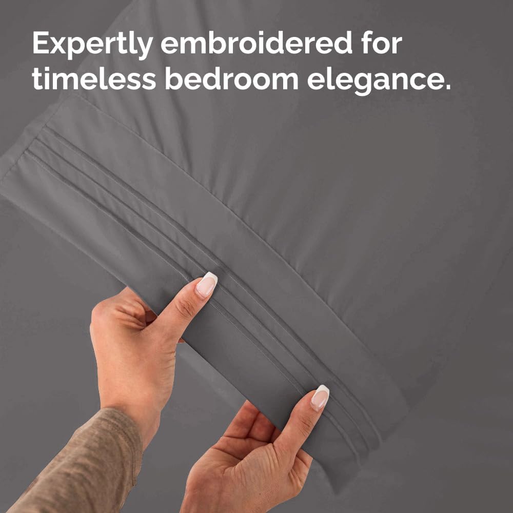 Queen Pillow Cases Set of 2 - Ultra Soft Hotel Quality Pillowcase Covers - Comfy, Cozy & Wrinkle Free - Shrinkage, Stain & Fade Resistant - Machine Washable Pillow Protectors - 2 Piece Set - Dark Grey