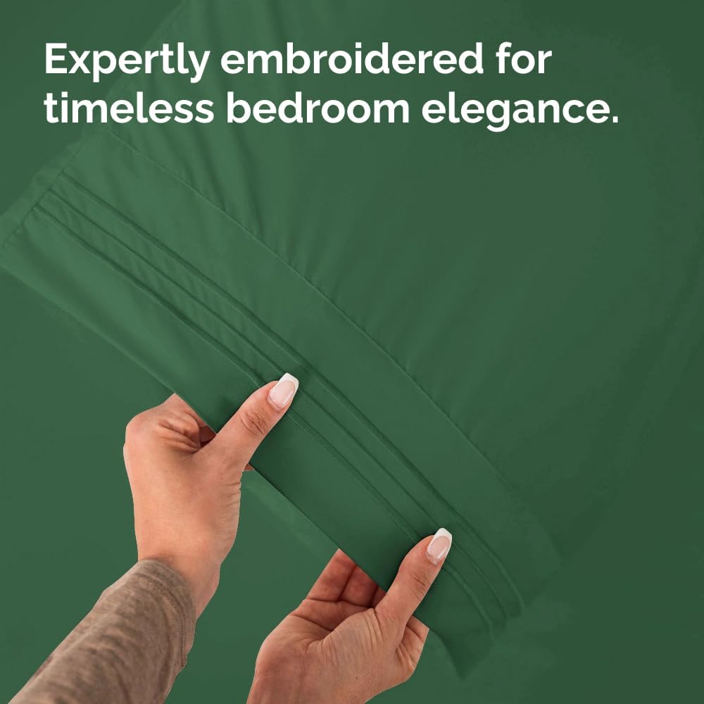 CGK Unlimited Queen Size Microfiber Pillowcase Set of 4 - Soft, Premium Quality, Machine Washable, Emerald Green