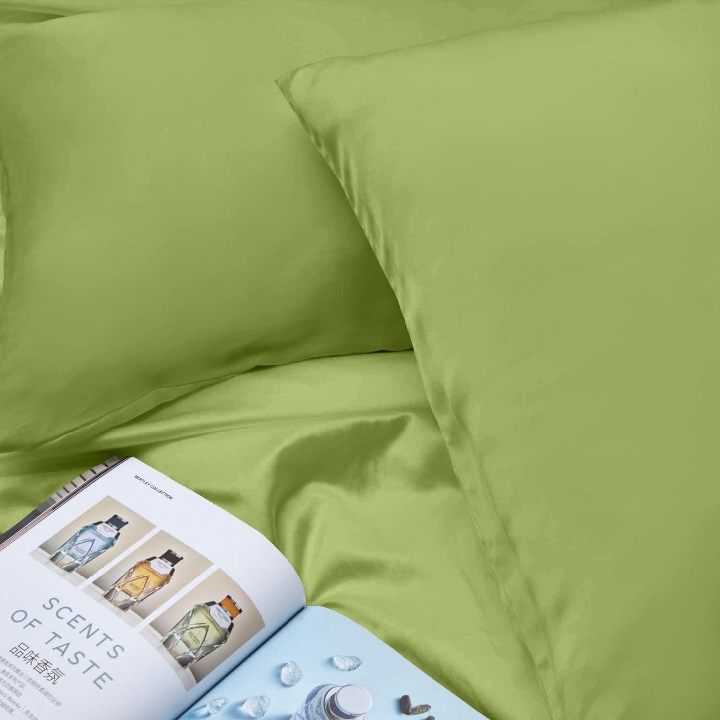 INSSL Silk Pillowcase for Women, Mulberry Silk Pillowcase for Hair and Skin and Stay Comfortable and Breathable During Sleep(Tea Green,King)