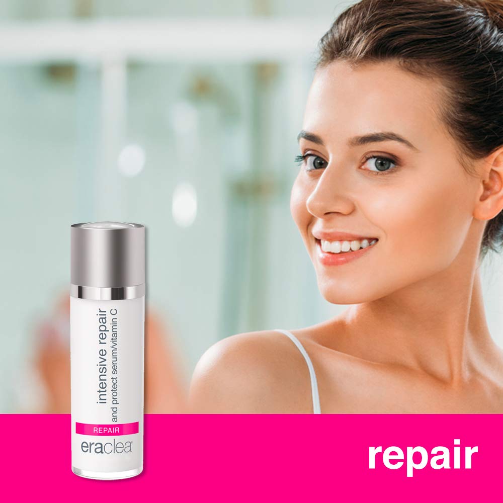 eraclea Intensive Repair & Protect Vitamin C Serum with Hyaluronic Acid, Argireline and Peptides, Anti-Aging Face Serum, Minimizes Wrinkles and Revitalizes Skin for All Skin Types (1 fl oz)