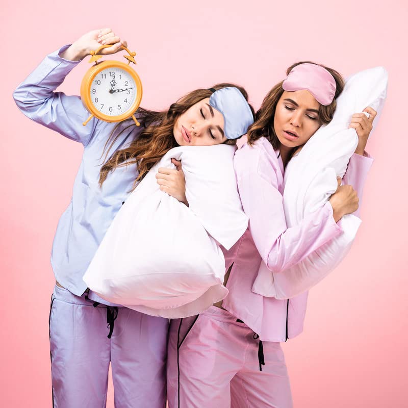 BBTO 4 Pcs Silk Sleep Eye Masks Smooth Soft Satin Eye Covers with Adjustable Strap Blindfold for Sleeping Blocking Out Lights Travel Relaxation (Purple, Pink, Sky Blue, Taro Color)