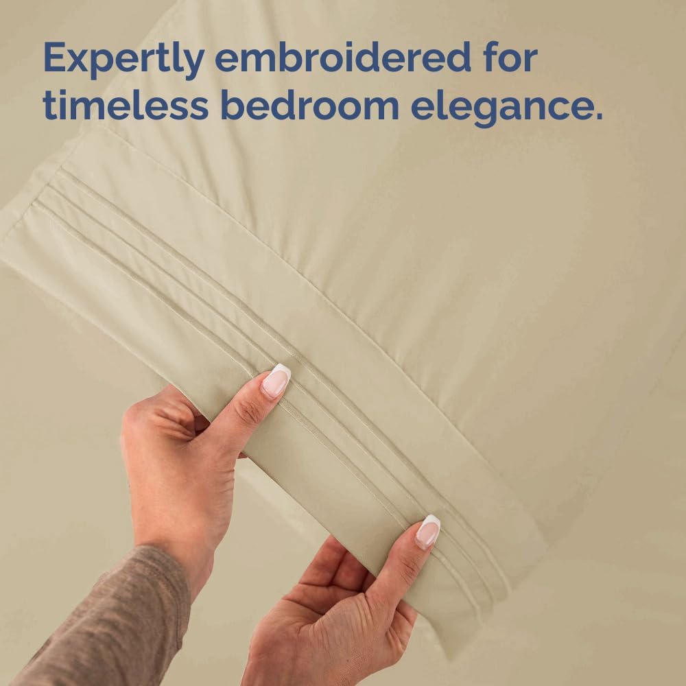 King Pillow Cases Set of 2 - Ultra Soft Hotel Quality Pillowcase Covers - Comfy, Cozy & Wrinkle Free - Shrinkage, Stain and Fade Resistant - Machine Washable Pillow Protectors - 2 Piece Set - Cream