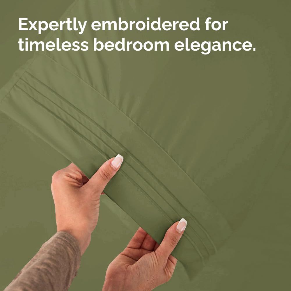 Queen Pillow Cases Set of 4 - Ultra Soft Hotel Quality Pillowcase Covers - Comfy, Cozy & Wrinkle Free - Shrink, Stain & Fade Resistant - Machine Washable Pillow Protectors - 4 Piece Set - Sage Green