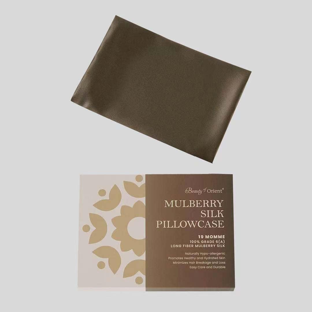 25 Momme Premium Mulberry Silk Pillowcase for Hair and Skin | Handcrafted Hypoallergenic & Anti-Acne Silk Pillow Cases with Zipper | King - 20" x 36", Chocolate