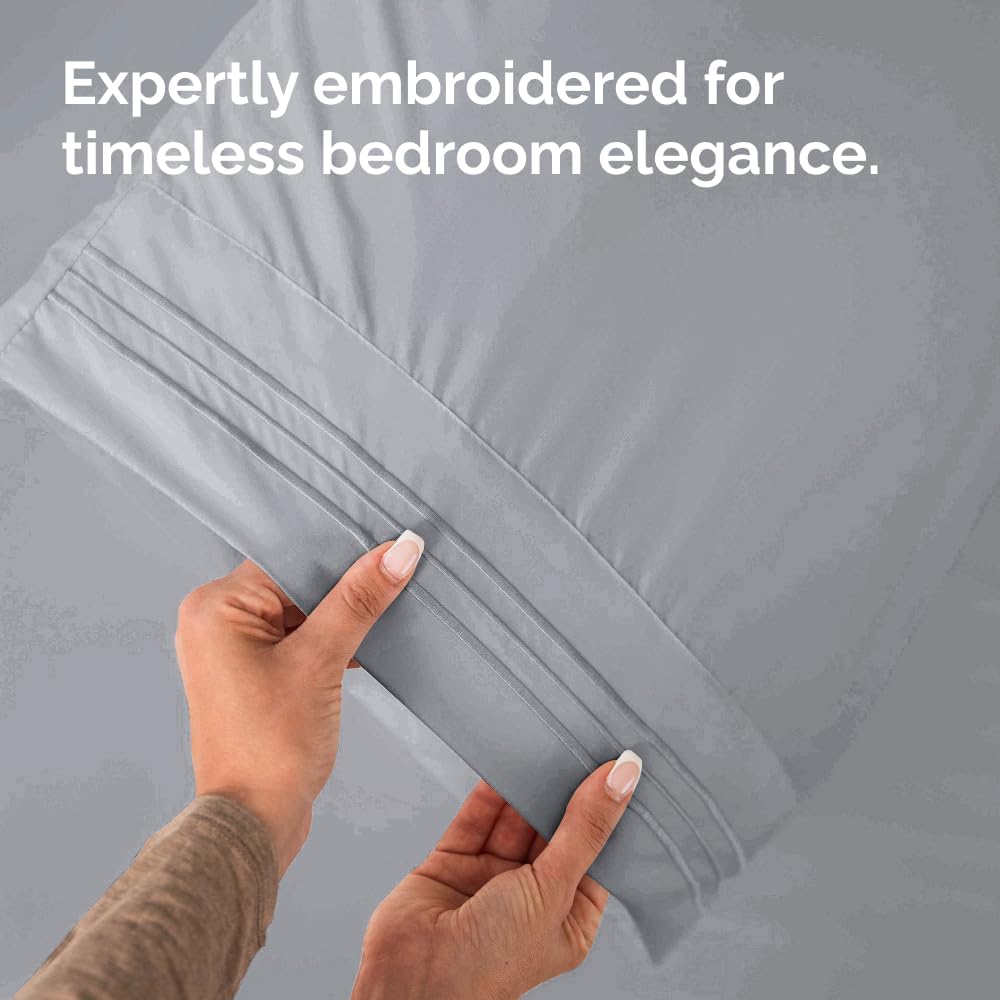 King Pillow Cases Set of 4 - Ultra Soft Hotel Quality Pillowcase Covers - Comfy, Cozy & Wrinkle Free - Shrinkage, Stain & Fade Resistant - Machine Washable Pillow Protectors - 4 Piece Set - Steel Blue