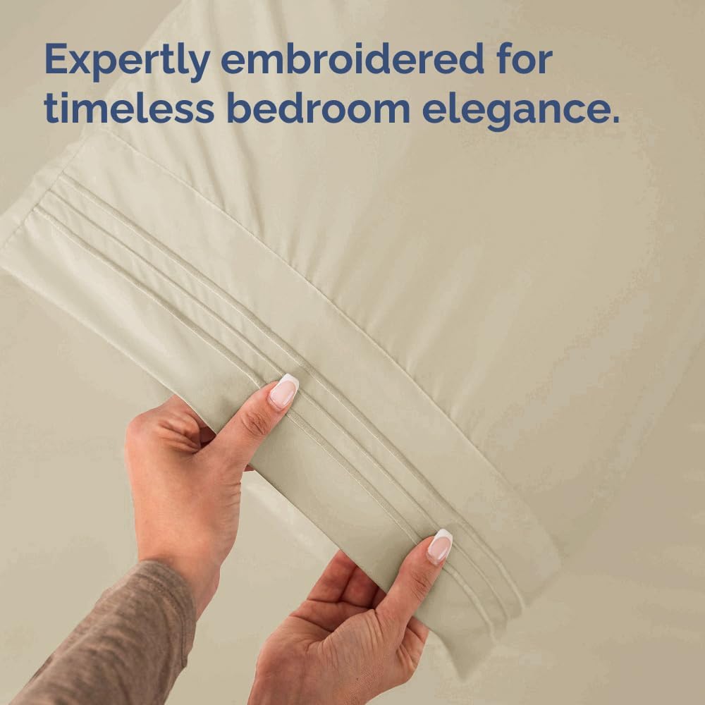 King Pillow Cases Set of 4 - Ultra Soft Hotel Quality Pillowcase Covers - Comfy, Cozy & Wrinkle Free - Shrinkage, Stain and Fade Resistant - Machine Washable Pillow Protectors - 4 Piece Set - Wheat