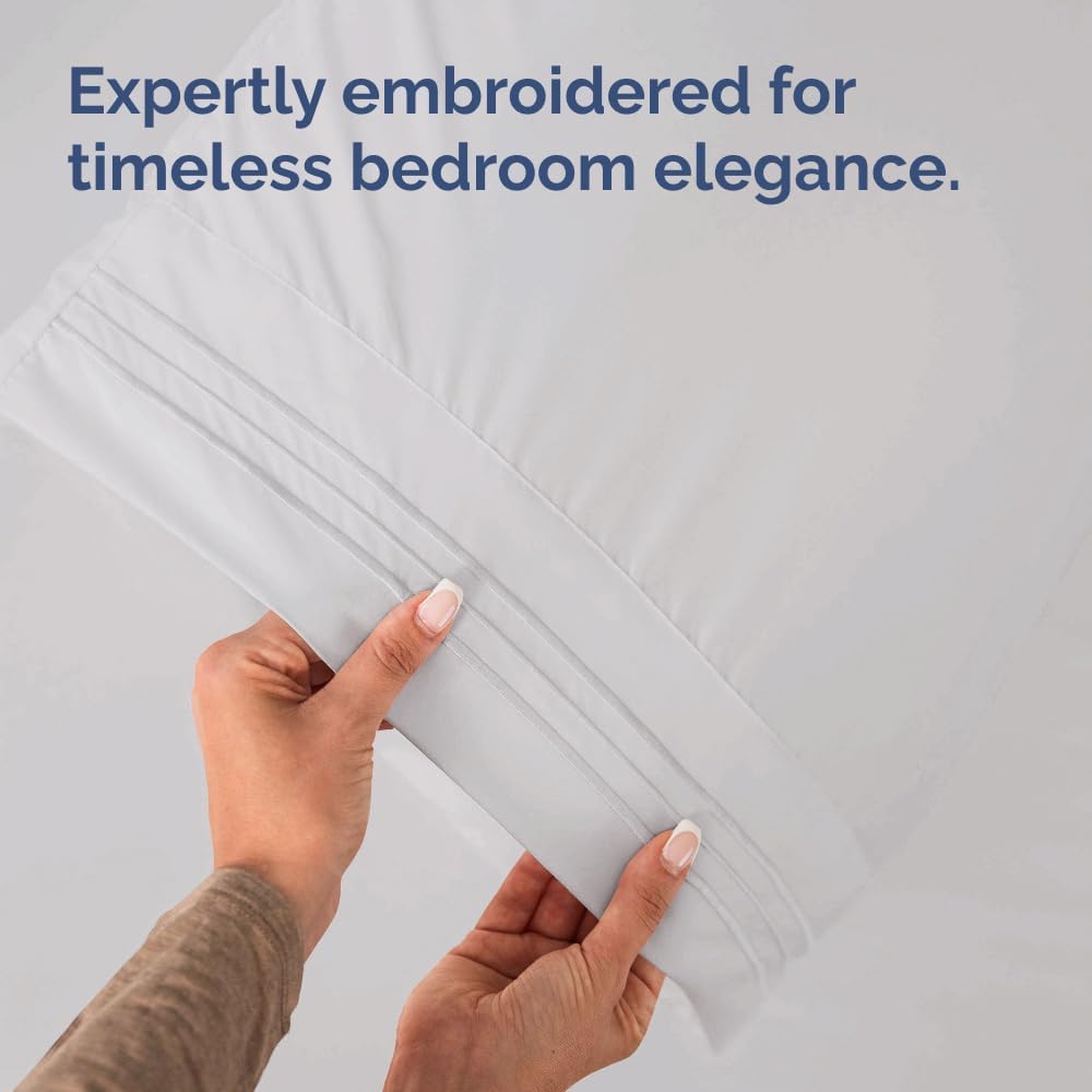 King Pillow Cases Set of 4 - Ultra Soft Hotel Quality Pillowcase Covers - Comfy, Cozy & Wrinkle Free - Shrink, Stain & Fade Resistant - Machine Washable Pillow Protectors - 4 Piece Set - French Grey