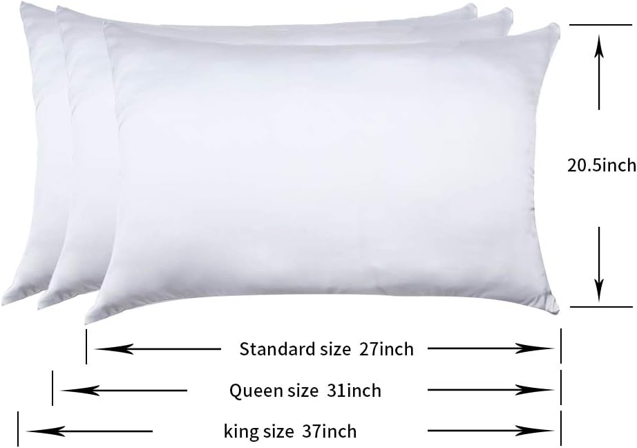 100% Mulberry Silk Pillowcases Set of 2 for Hair and Skin and Super Soft and Breathable King Size Nature Silk Pillowcases (King, White)