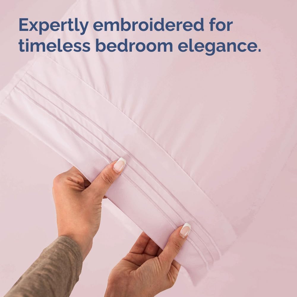 CGK Unlimited Queen Size Lavender Pink Microfiber Pillowcase Set of 4 - Soft, Premium Quality, Machine Washable, Protective, 20x40, 20x36 & 20x48 Inches