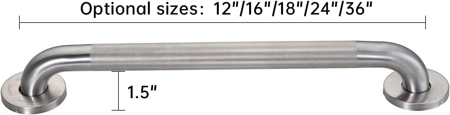 Joyrain 16-inch Bathroom Safety Grab Bar - 500lb Weight Capacity ADA Certified Anti-Slip Handle for Shower/Tub/Toilet, Elderly & Disabled Assist (Knurling, 18 inch)