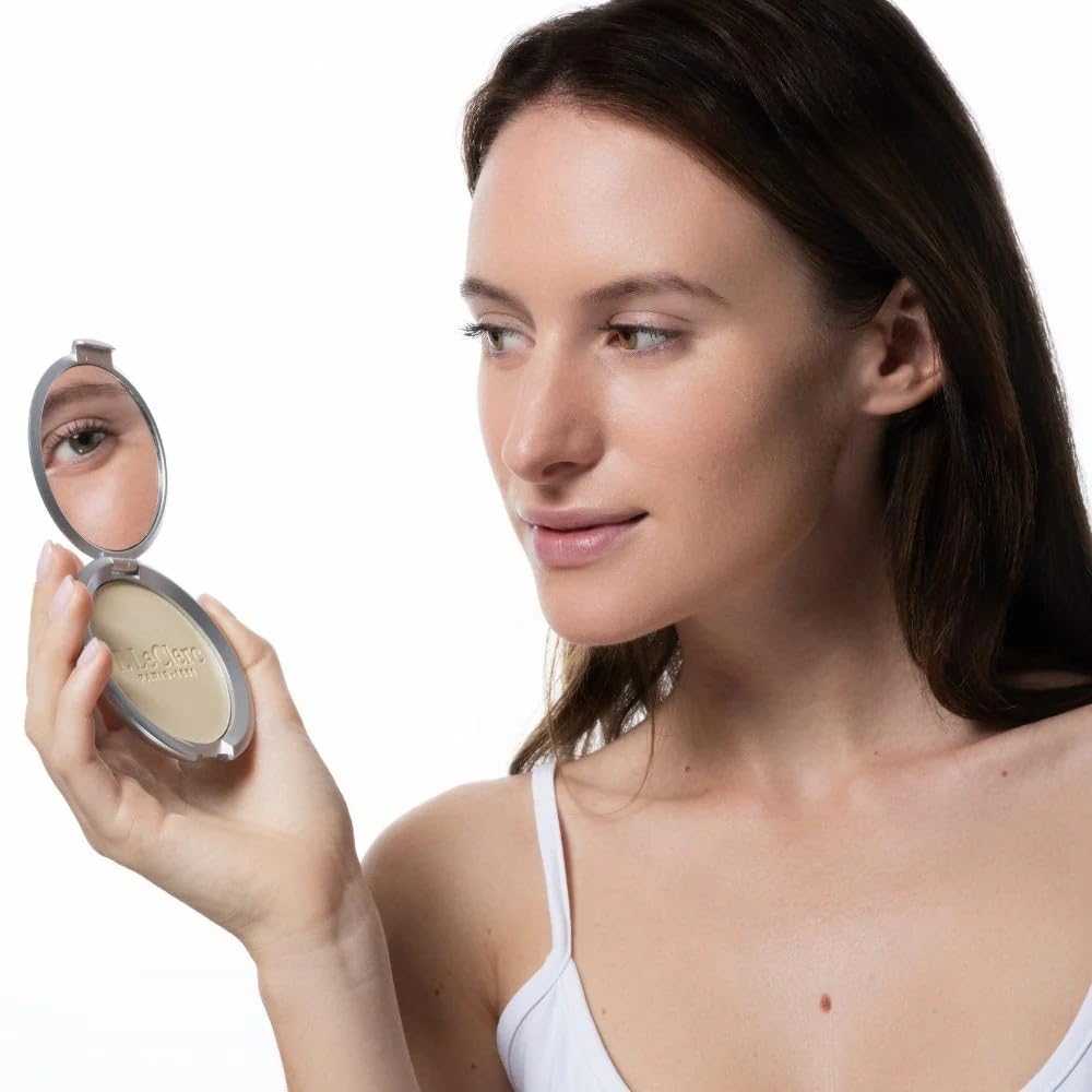 T.LeClerc Rice Compact Powder – Anti-Aging Pressed Powder with Brown Rice Ferment – Long-Lasting Natural Matte Finish – Moisturizing | Non-Comedogenic Face Powder (ROSÉ, 9G)