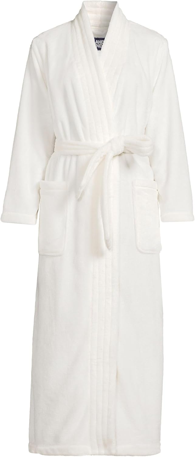 Lands' End Women's Cozy Plush Long Wrap Robe