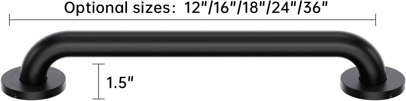 Joyrain 16-inch Bathroom Safety Grab Bar - 500lb Weight Capacity ADA Certified Anti-Slip Handle for Shower/Tub/Toilet, Elderly & Disabled Assist (Matte Black, 36 inch)