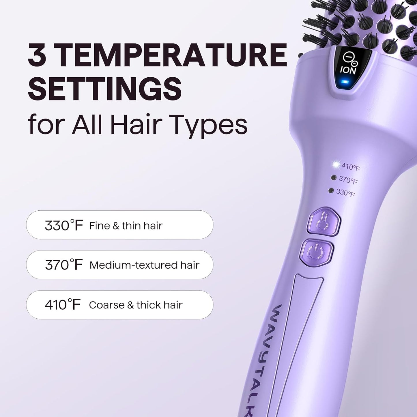 Wavytalk Thermal Brush, 1.5 Inch Blowout Express Ionic Thermal Round Brush Creates Blowout Look in 10 Minutes Makes Hair Shinier & Smoother, Dual Voltage (Lavender Purple)
