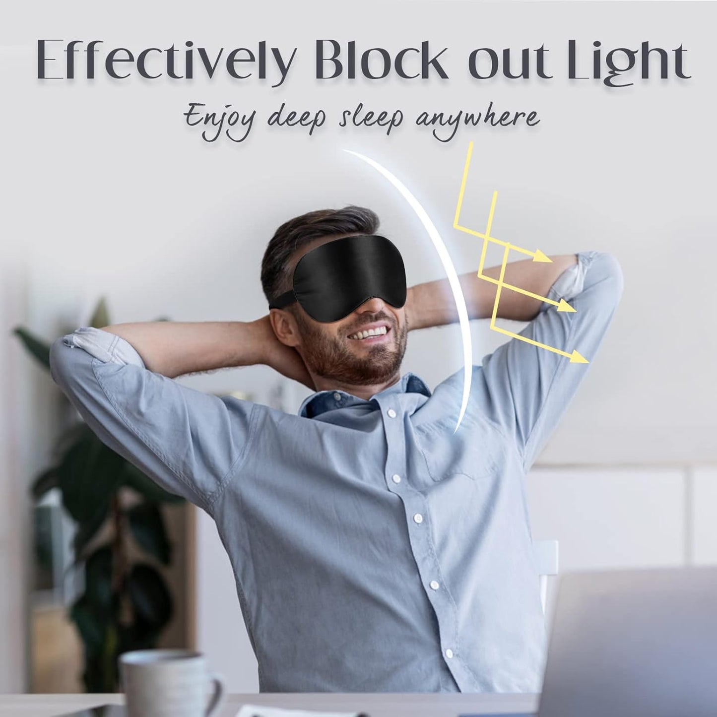 LULUSILK Mulberry Silk Sleep Eye Mask Blindfold with Adjustable Strap, Soft Eye Cover for Women Men Night Sleeping, Travel, Nap(Black)