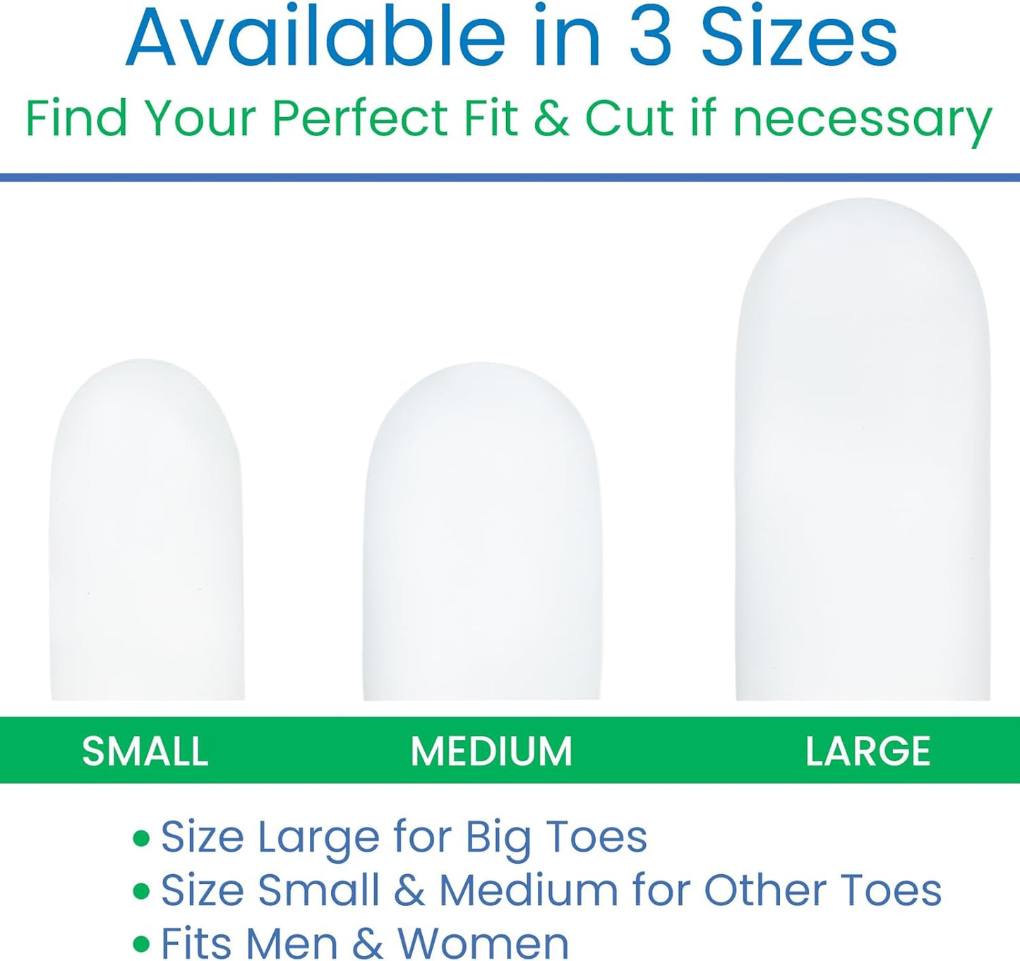 ViveSole Soft Gel Toe Protectors for Men & Women (10 Pack) - Toe Caps for Foot Pain Relief - Flexible Cushion Sleeves for Blisters, Ingrown Toenails, Hammer Toes, Corns, Calluses, Blisters (Medium)