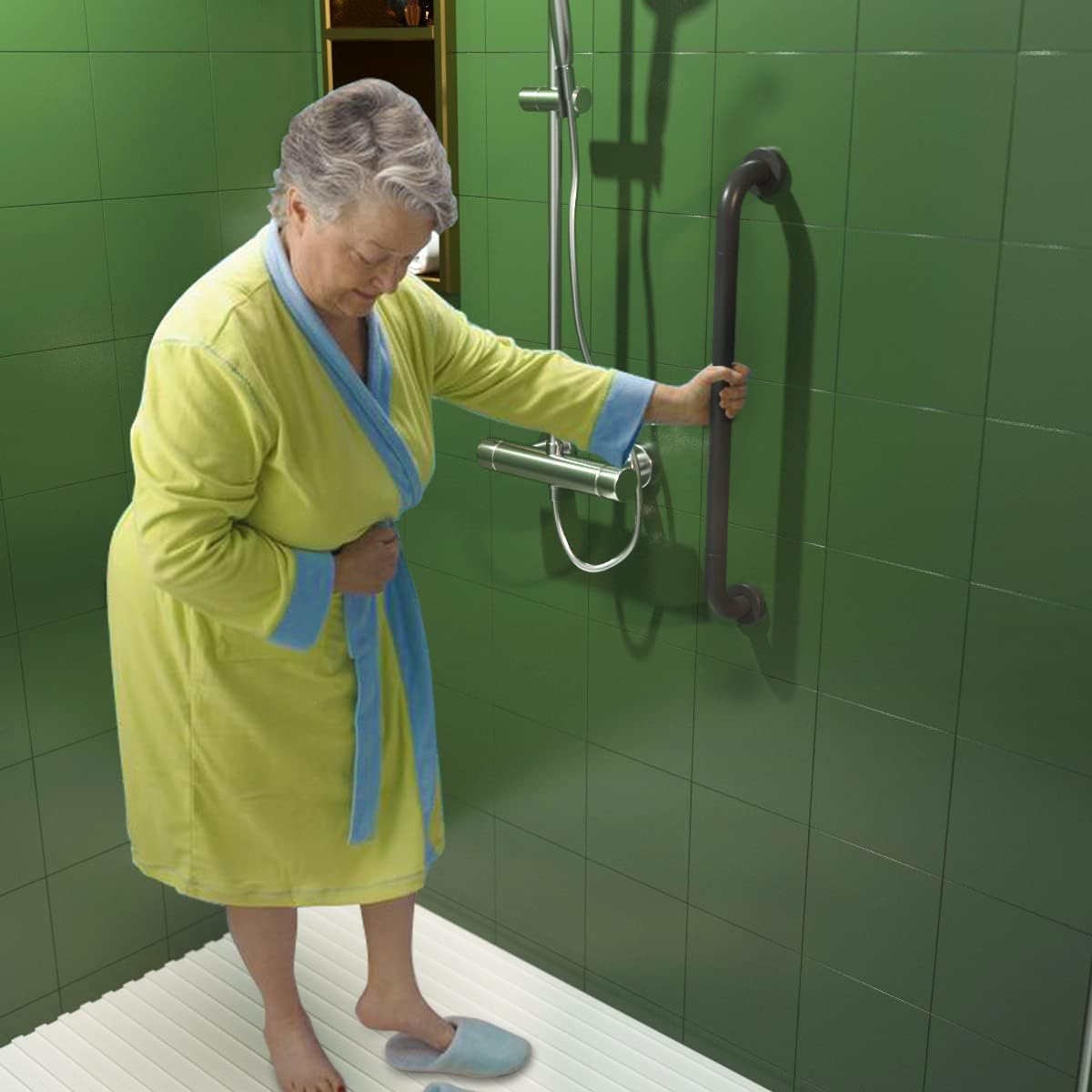 20 Inch Anti Slip Shower Grab Bar Oil Rubbed Black 1.25" Diameter,Munzong 2 Pack Bathroom Grab Bar, Knurled Bathroom Balance Bar,Safety Hand Rail Support Handicap Elderly Senior Assist Bath Handle