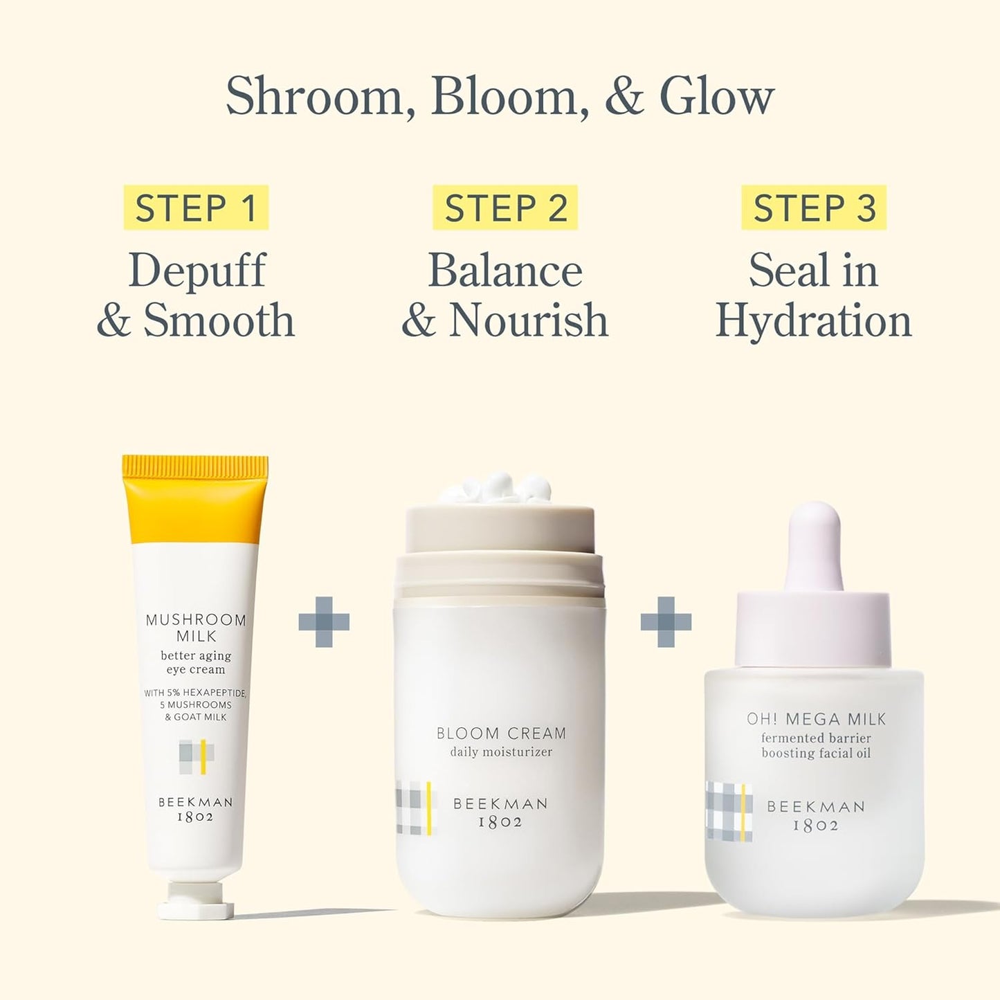 Beekman 1802 Mushroom Goat Milk Eye Cream - Clinically Proven Anti-Aging Eye Treatment for Dark Circles & Fine Lines - With Kojic Acid, Hexapeptide & Mushrooms - Fragrance-Free, Cruelty-Free