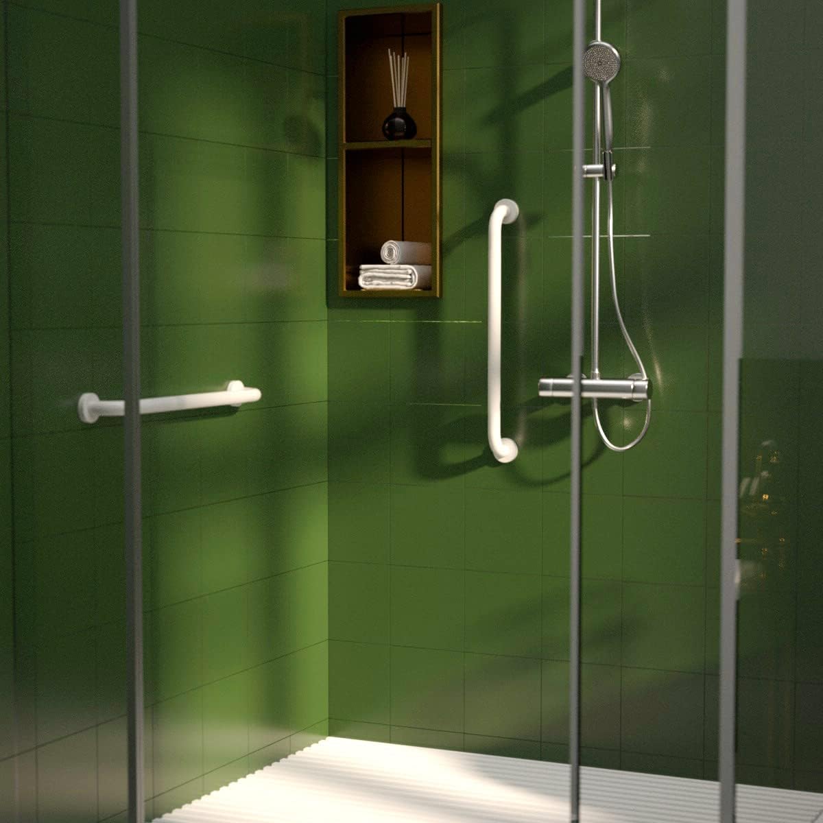 2 Pack 24 Inch Anti Slip Shower Grab Bar Oil Rubbed White 1.25" Diameter,Munzong Bathroom Grab Bar, Knurled Bathroom Balance Bar,Safety Hand Rail Support Handicap Elderly Senior Assist Bath Handle