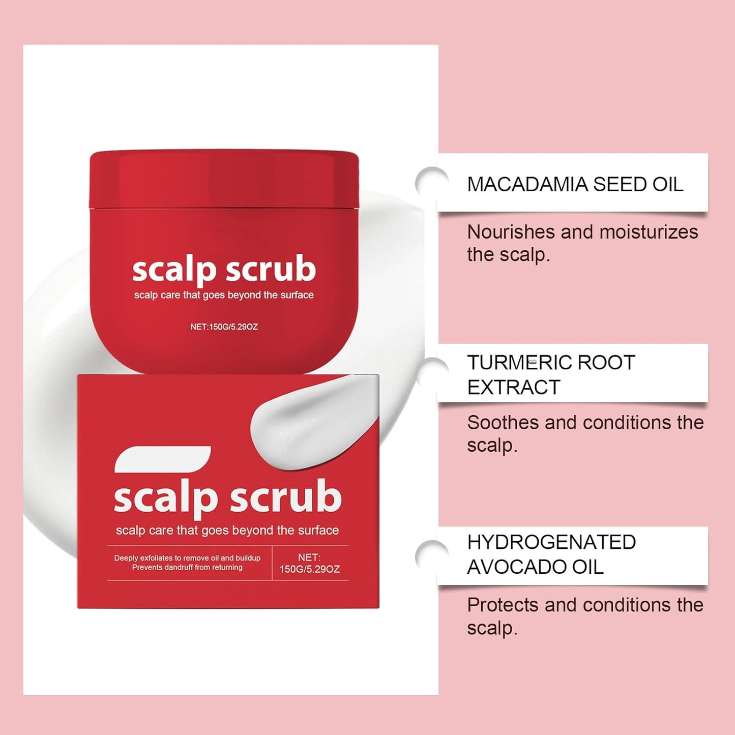 Avocado Oil Scalp Scrub, Rich in Grapefruit Extract, Grapeseed Extract & Pumice, Natural Exfoliating Scrub & Dry Scalp, Gluten Free, Vegan, 5.29OZ