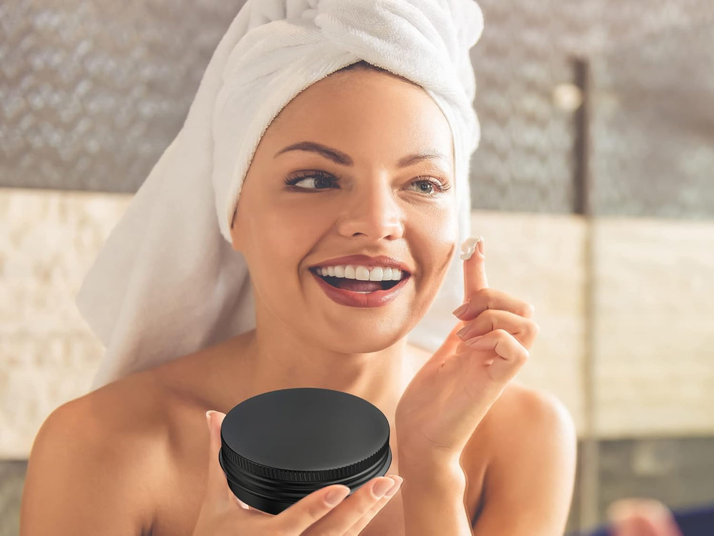 40 Pcs 4 Ounce Aluminum Tin Jars Containers Leak Proof Cosmetic Tin Jars Containers Round Screw Lids for Cosmetic, Salves, Balms, Lip Balm or Others, 120mL Black