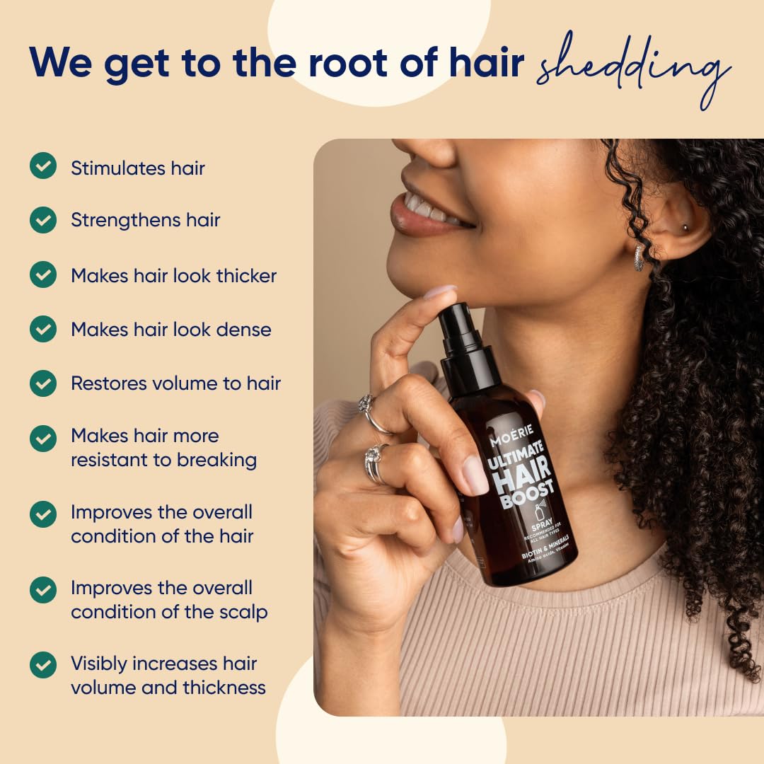 Moerie Ultimate Hair Boost Spray Designed to Strengthen Hair & Restore Scalp Health - 100% Natural Hair Serum for Hair Boost with over 100 Minerals, Vitamins & Amino acids - Fresh Scent - Double Pack