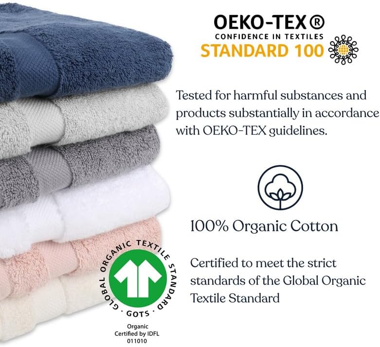 Delara Organic Cotton Luxuriously Plush Bath Sheet Pack of 4 | GOTS & OEKO-TEX Certified | Premium Hotel Quality Towels | Feather Touch Technology|650 GSM Long Staple|Soft, Quick Dry & Ultra-Absorbent