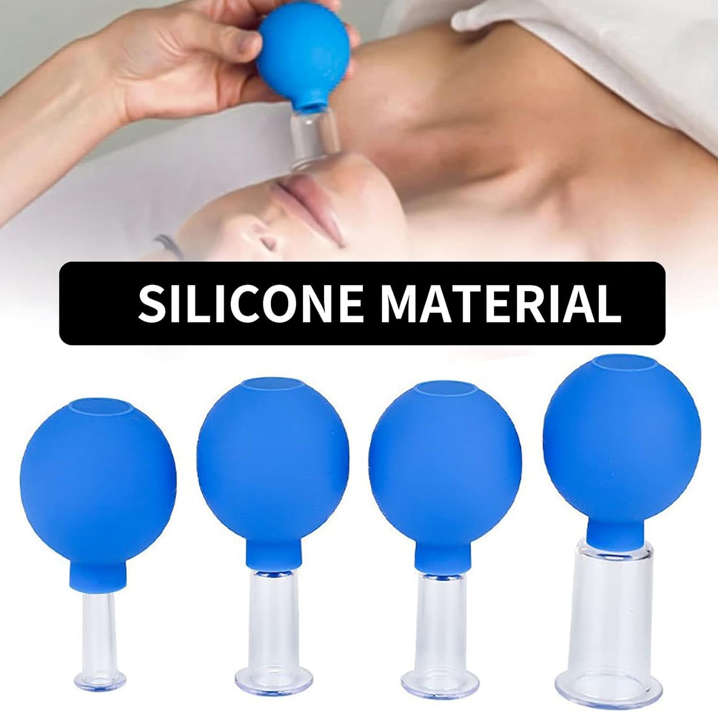 Facial Cupping Therapy Set Plastics, Eye Face Vacuum Massage Anti Cellulite Cup - Silicone, for Beauty Body Cup Lymphatic Fascia Massager