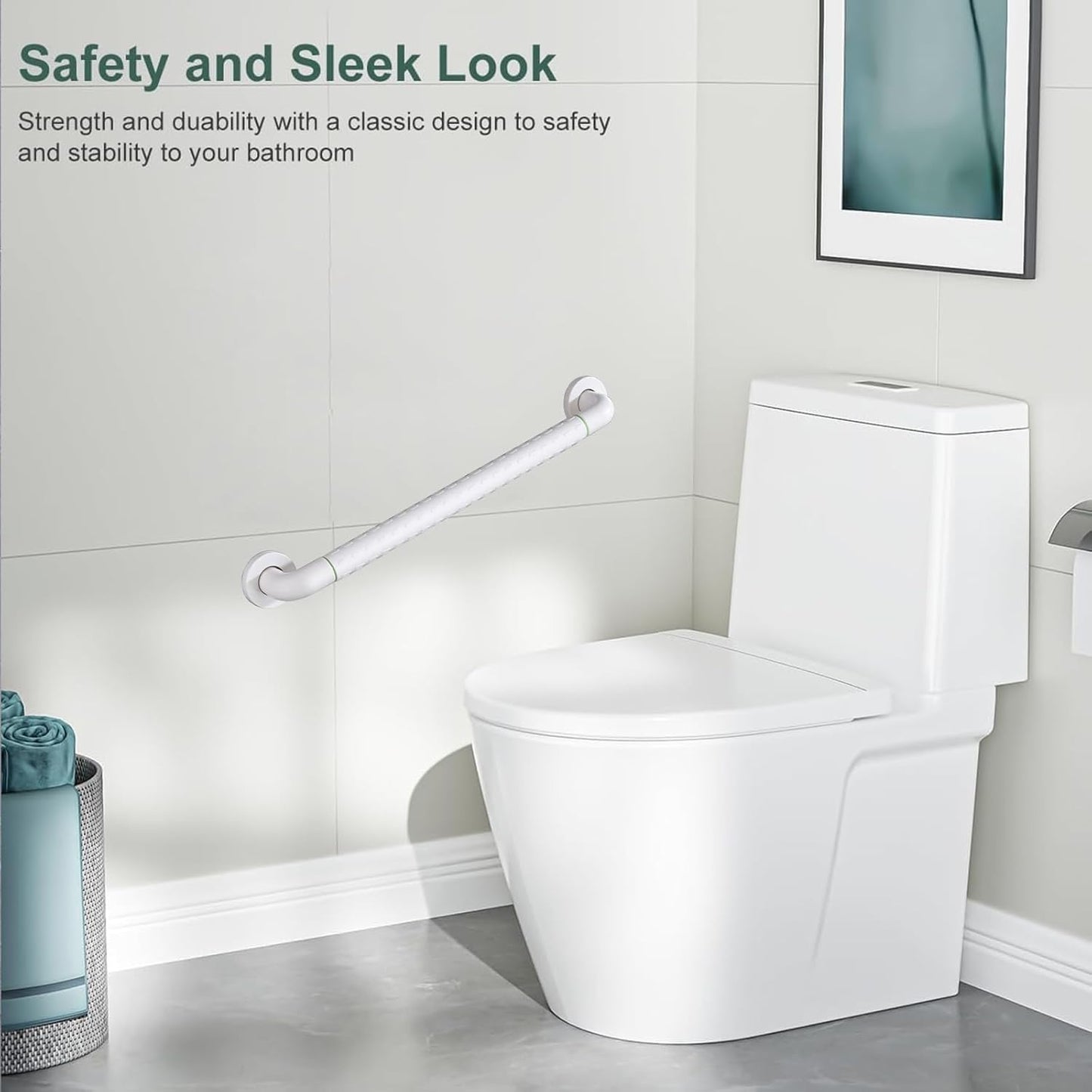 Joyrain 16-inch Bathroom Safety Grab Bar - 500lb Weight Capacity ADA Certified Anti-Slip Handle for Shower/Tub/Toilet, Elderly & Disabled Assist (White(2-Pack), 16 inches (Overall Length 400mm))