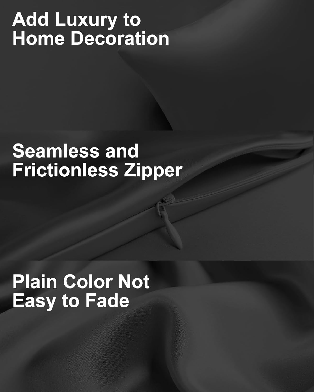 THXSILK Silk Pillowcase for Hair and Skin, 100% Mulberry Silk Grade 6A+ Silk Both Sides Bed Pillow Cover with Hidden Zipper, 1pc Hypoallergenic Pillowcase (King Size 20"x36", Black)