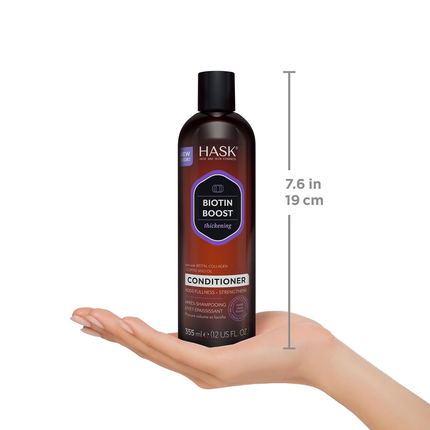 HASK Biotin Boost Thickening Shampoo + Conditioner Set | Adds Fullness, Strengthens, Volumizes, Sulfate-Free, Paraben-Free, Gluten-Free, Color Safe | 12oz each