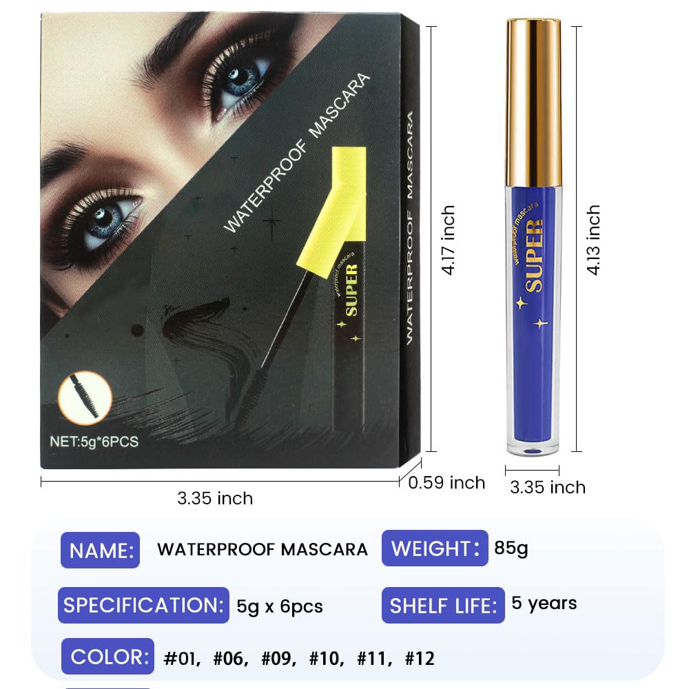 Colored Mascara for Eyelashes, Voluminous Colorful Mascara Set, Pink Blue Purple White Brown Black Lash Pack - Lengthening, Defining, Curling, Multiplying Formula, Cruelty-Free & Waterproof