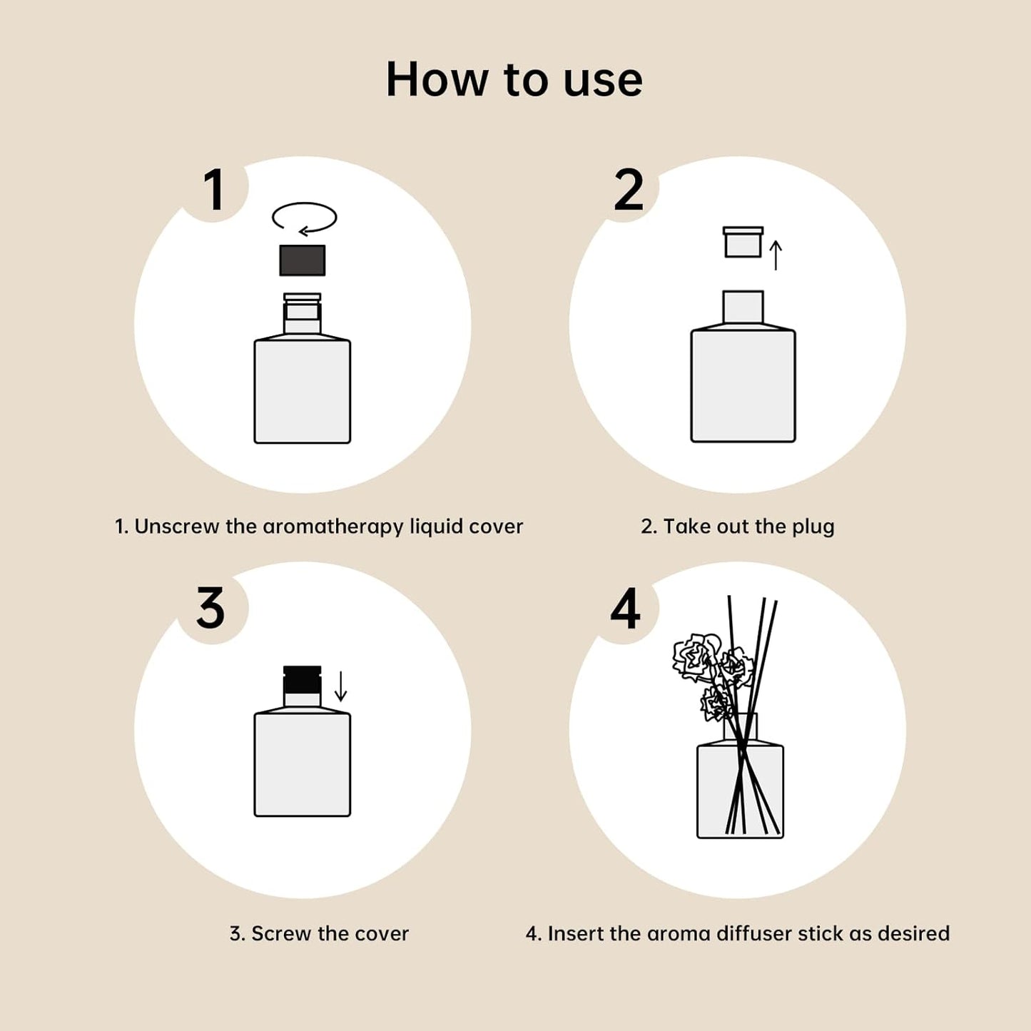 XEPTLE Jasmine Breeze Reed Diffuser Set, Eliminate Odors 7.04 oz, Air Freshener with 5 Reusable Sticks Home Fragrance for Bedroom, Scent Diffuser - Purple