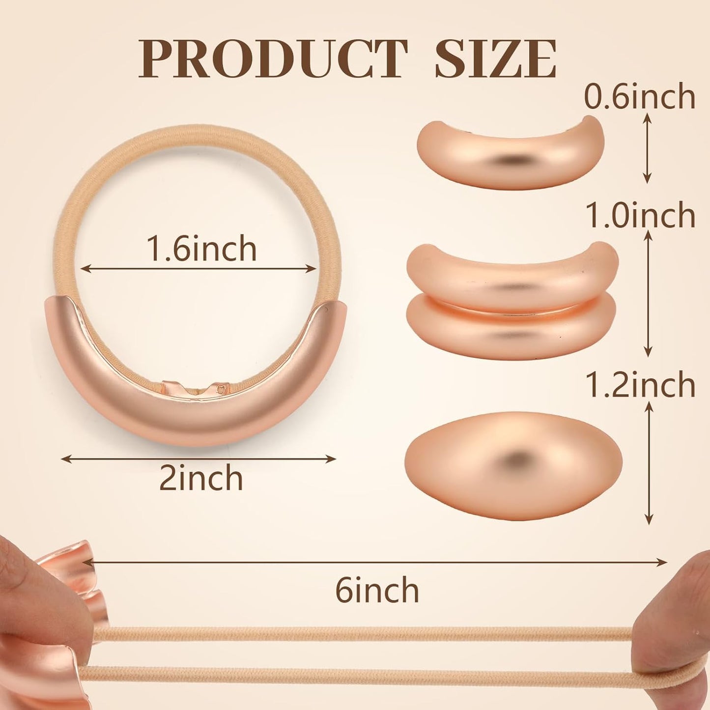 3PCS Pink Gold Hair Ties, Metal Hair Ties for Thick Hair, Elegant Durable Geometric Design Hair Cuffs, Gold Hair Accessories Stretchy Non-Damage Ponytail Cuff Holders Holiday Gifts