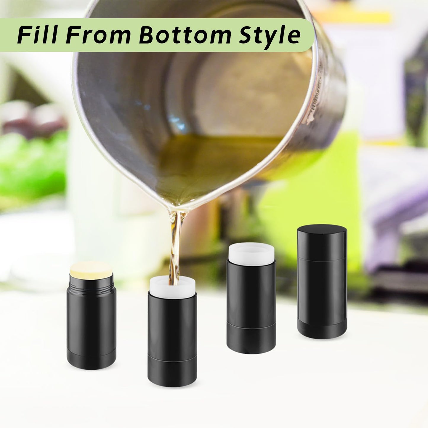 Empty Containers - 10 Pcs Bottom Fill DIY Refillable Tubes (Black, 15ml)