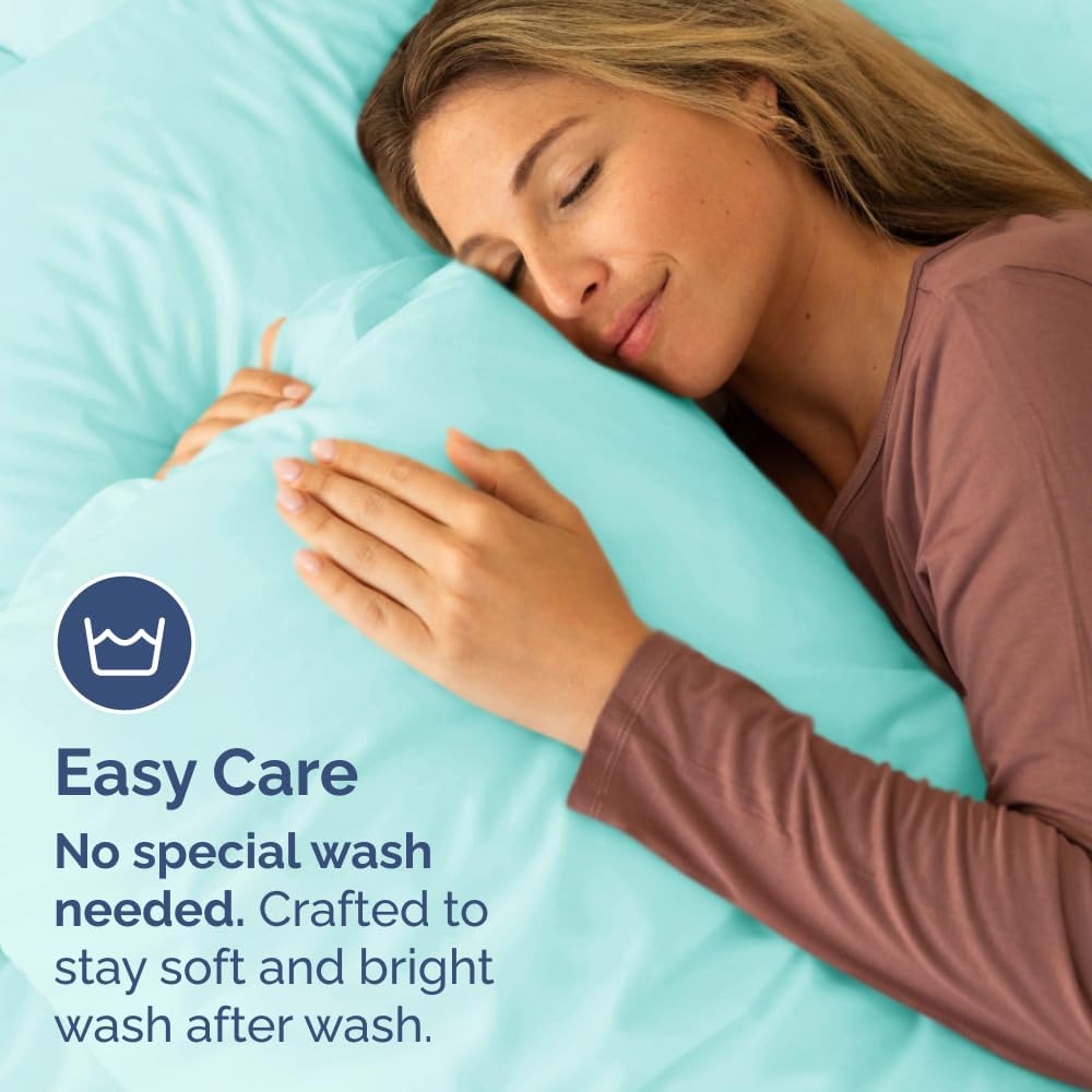 Queen Pillow Cases Set of 10 - Ultra Soft Hotel Quality Pillowcase Covers - Comfy, Cozy & Wrinkle Free - Shrink, Stain and Fade Resistant - Machine Washable Pillow Protectors - 10 Pcs Set - Spa Blue