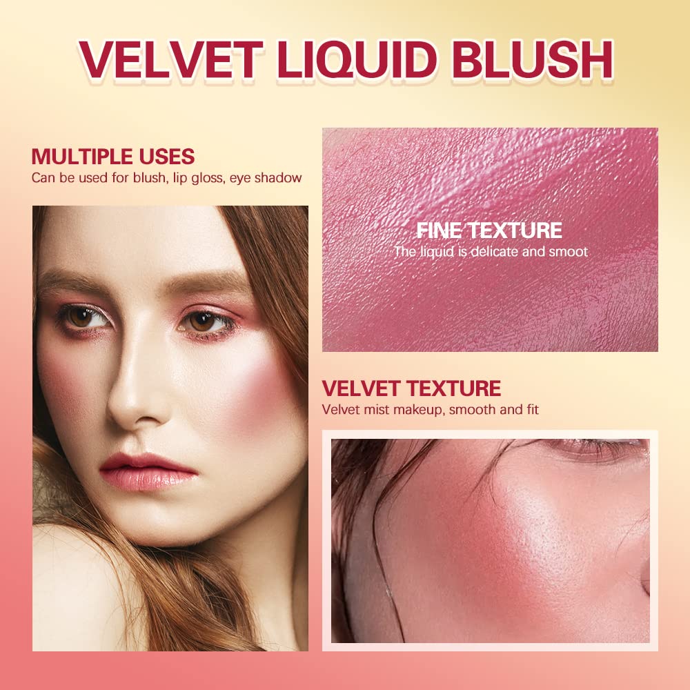 Natural-Looking Matte Finish Liquid Blush Face Tint - Waterproof & Long-lasting Pink & Red Blush Stick (4)