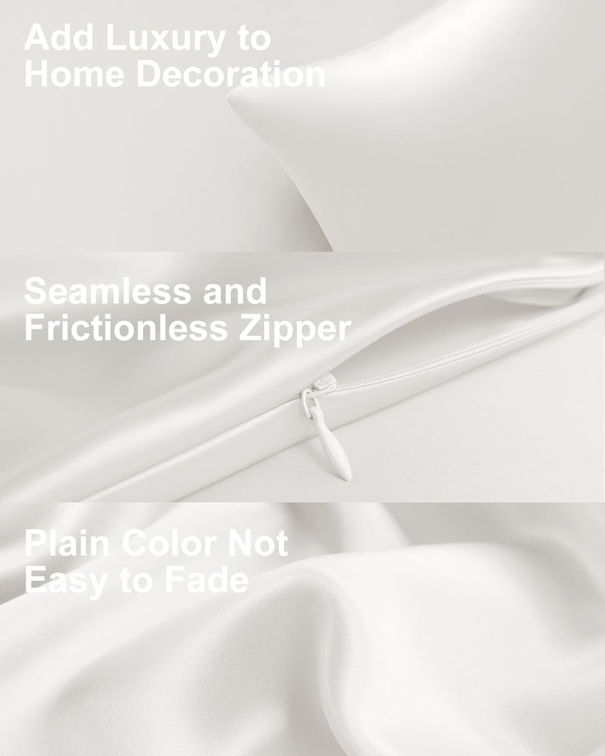 THXSILK 100% Pure Mulberry Silk Pillowcase for Hair and Skin, Highest 6A+ Grade Pure Silk Pillow Case Standard Size, Real Silk Pillowcase with Concealed Zipper(White, Standard)