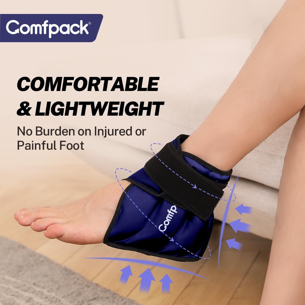 Ankle Ice Pack Wrap for Swelling, Heel Ice Pack for Pain Relief, Hot Cold Therapy Cold Pack for Plantar Fasciitis, Achilles Tendonitis, Ankle Sprain, Foot Pain, Navy