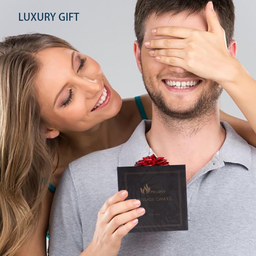 MELONY Massage Oil Candle for Pure Relaxation- 8.1 oz- Moisturizing Essential Oil Body Massage Candle for Home Spa- Amazing Gift for Women & Men (Coffee & Cocoa)