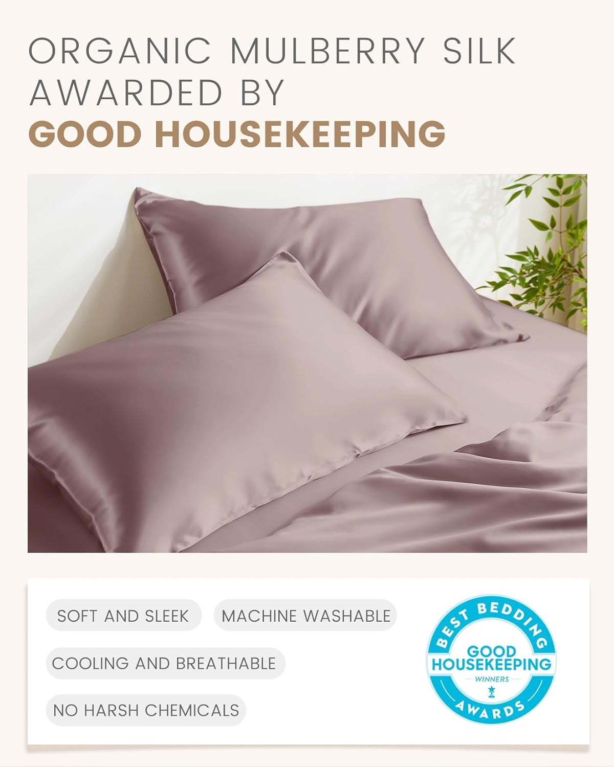 THXSILK Set of 2 100% Mulberry Silk Pillowcase for Hair and Skin, Grade 6A+ Mulberry Silk Pillow Cases Ultra-Soft, Hypoallergenic Pillow Case Cover with Zipper (Body Size 20"x54", Purple)