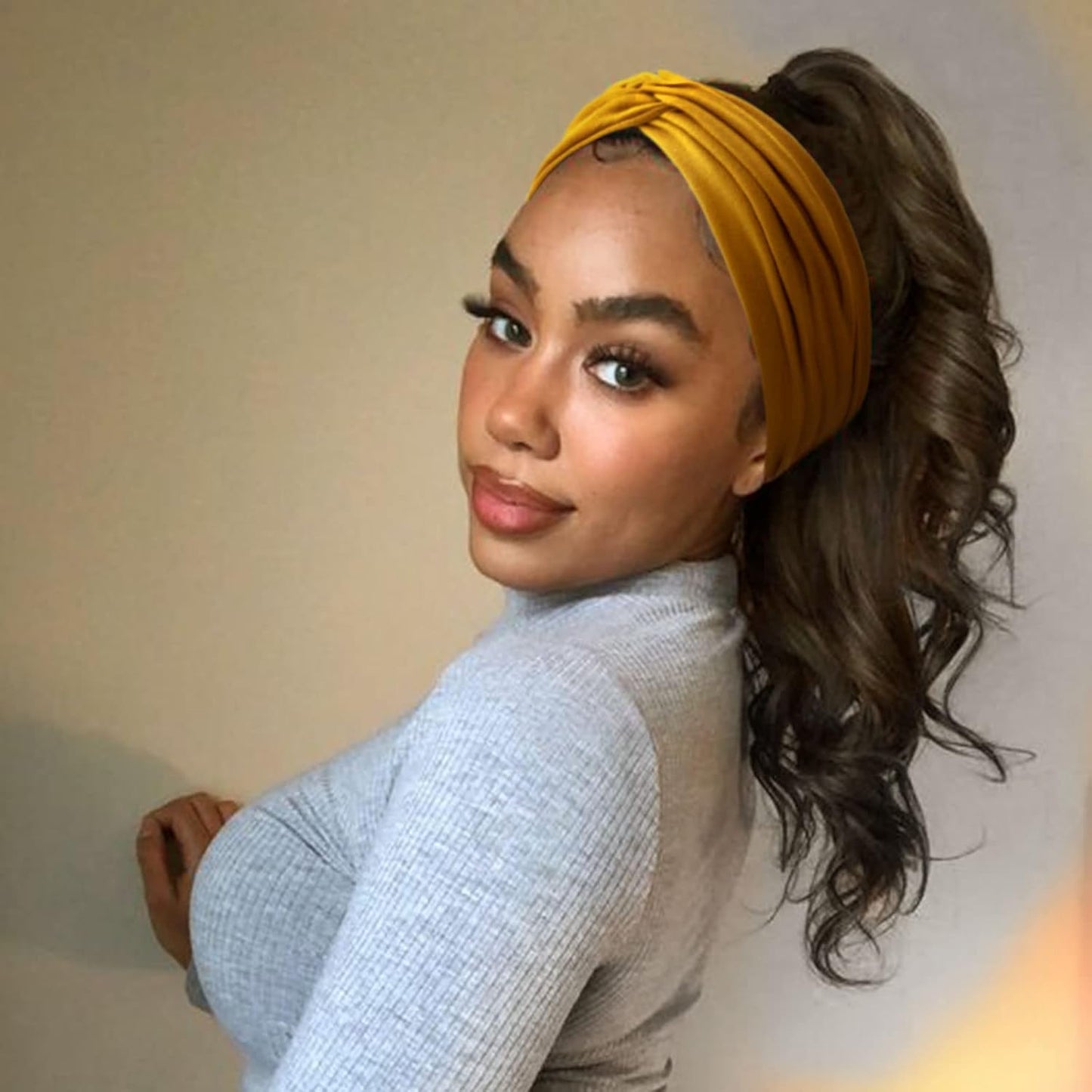 Extra Wide Headbands for Women Large Turban Headband Non Slip Boho Elastic Hairband Hair Twisted Knot Head Bands Accessories