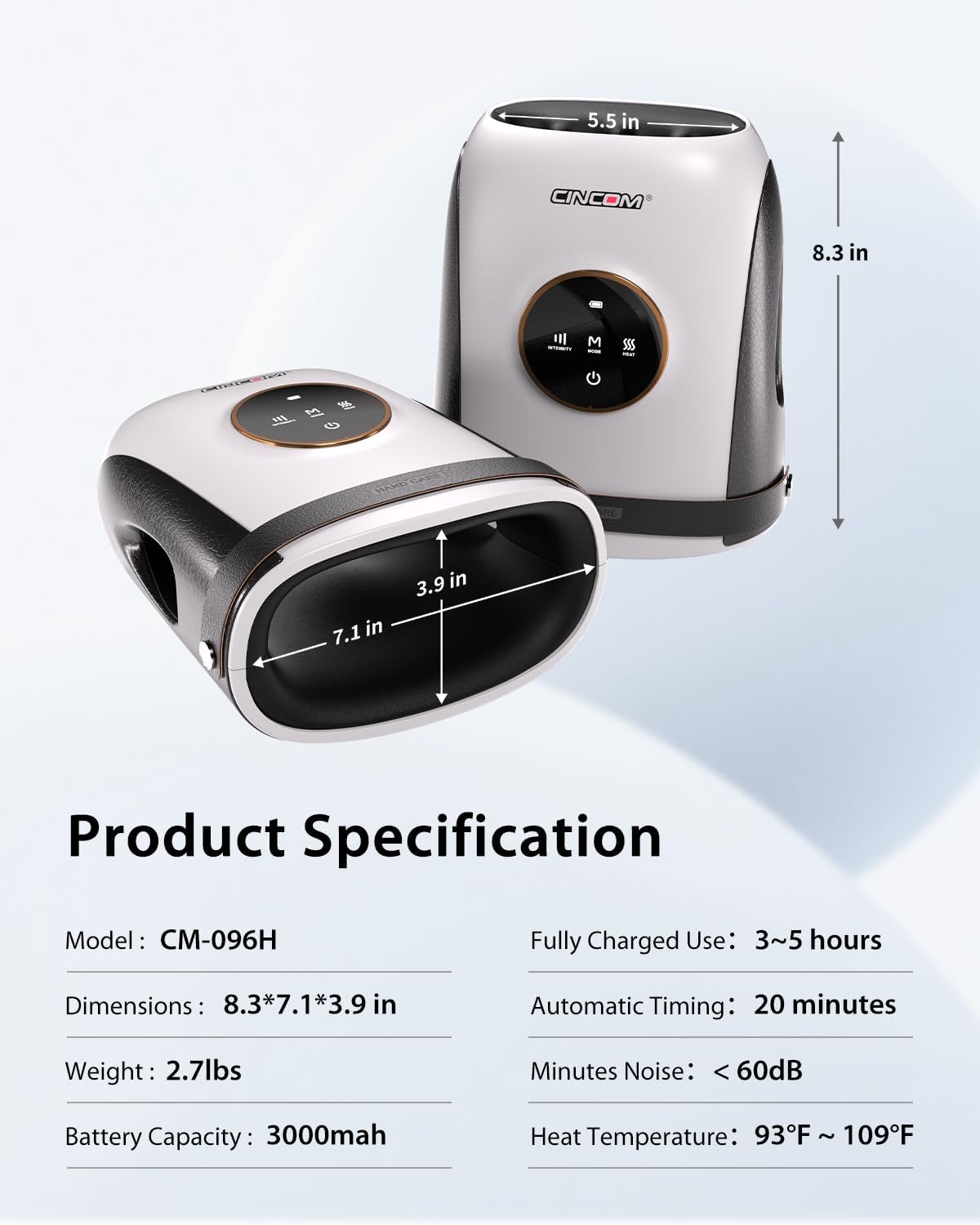 CINCOM Hand Massager with Heat and Compression, Finger and Palm Massage Machine for Pain Relief, Arthritis and Improved Circulation, Gifts for Women (Crow)