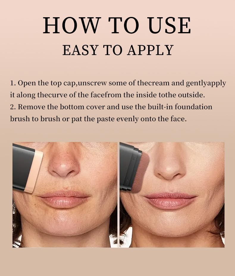 Foundation Stick, 2 in 1 Dual-Ended Long-Lasting Concealer Foundation Stick, Face Contouring foundation with Brush, Full Coverage Matte Finish for Face Makeup(05#DEEP WHEAT COLOR)